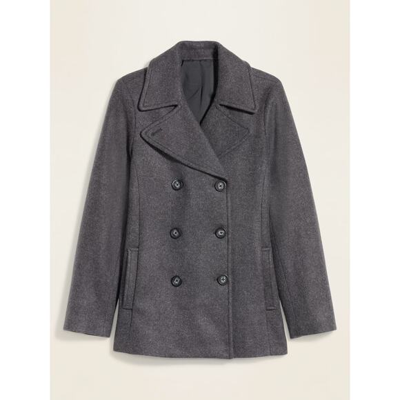 OLD NAVY Men’s Pea Coat Sz XL Gray Grey Wool Blend Double Breasted Jacket - Picture 1 of 8